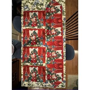 NWT Vintage Victorian Santa Christmas Tree Table‎ Runner 4 placemats settings